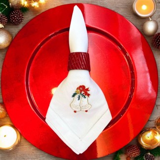 Christmas napkin set - bell embroidery